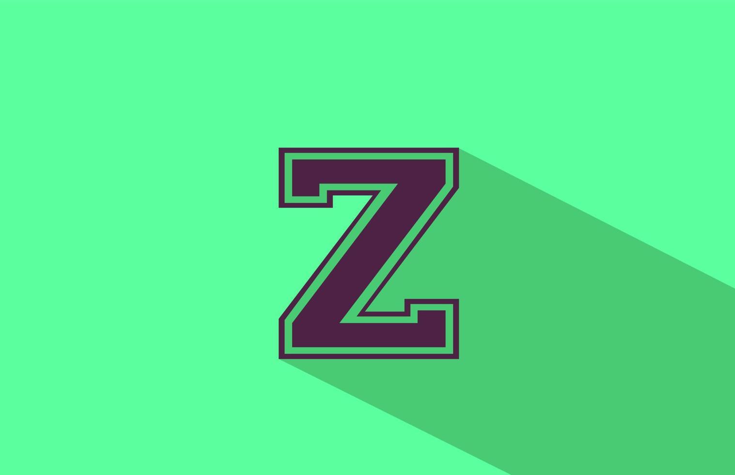 alphabet letter Z logo icon in brown and green. Creative design for company and business with long shadow vector