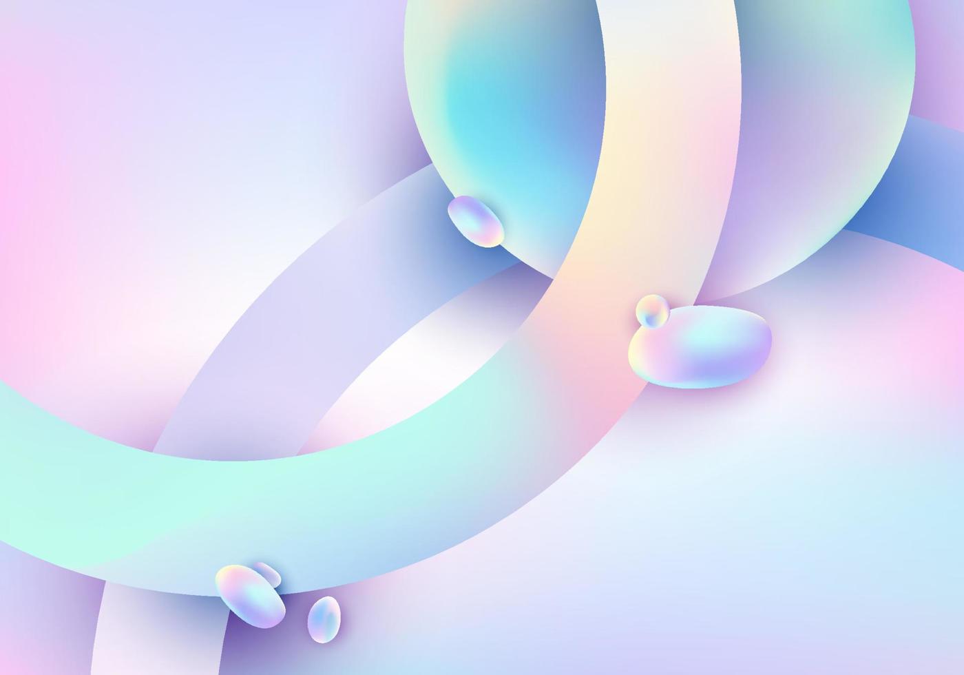 Abstract 3D geometric circles overlapping and fluid pastel gradient shape background vector