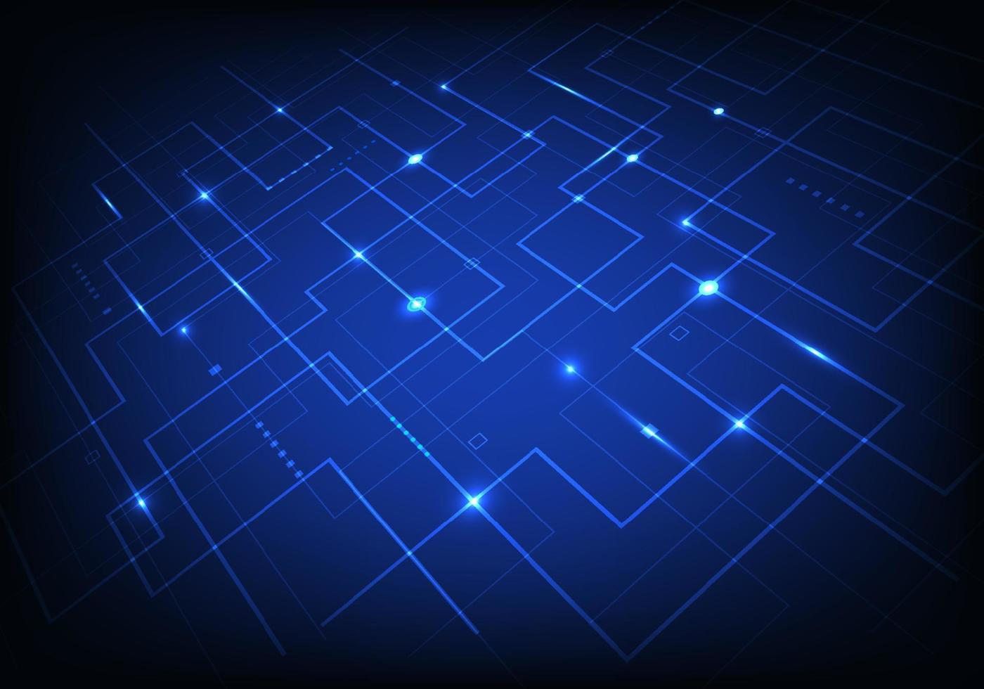 Abstract blue line grid pattern with light perspective on dark blue background vector