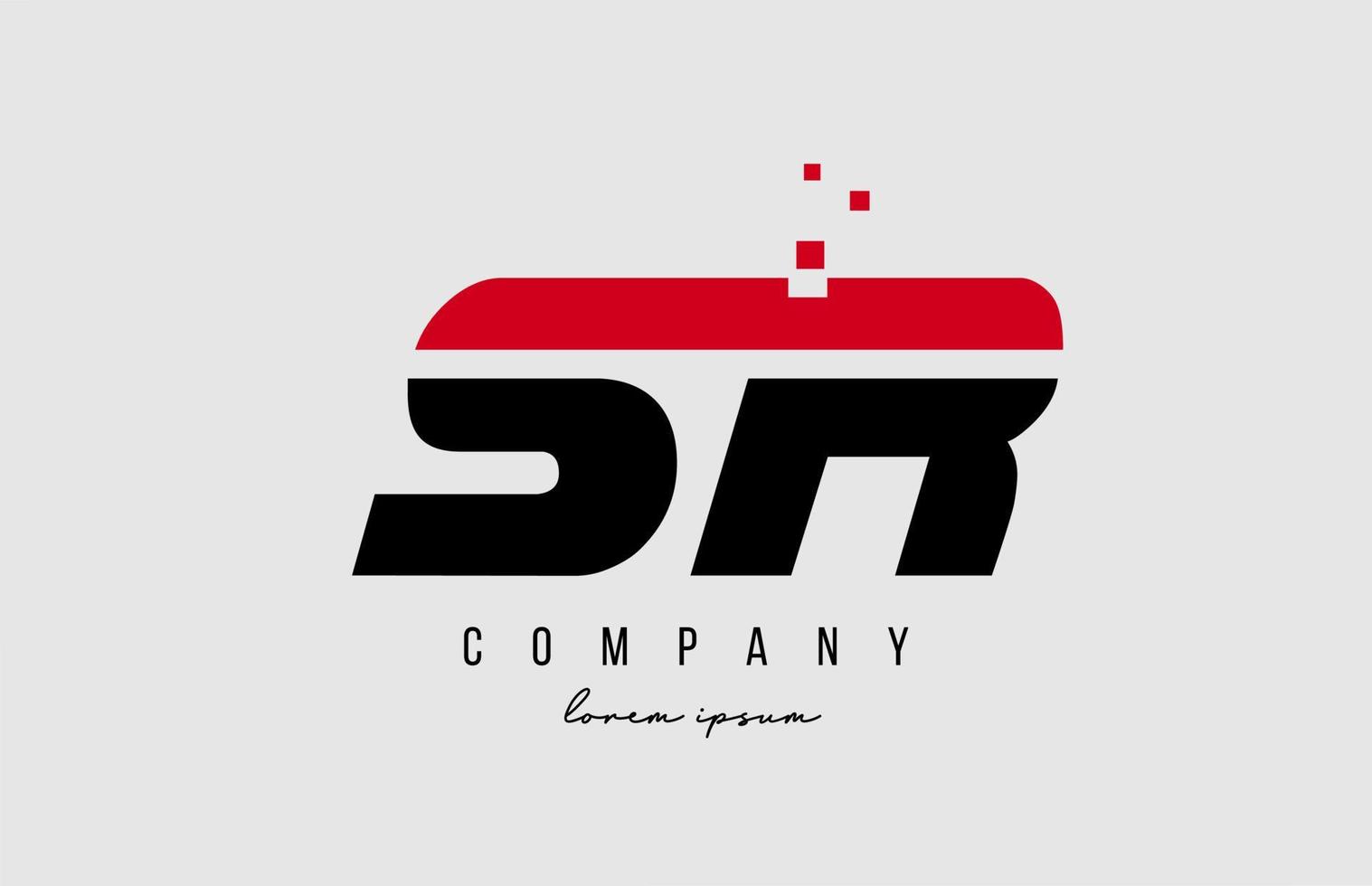 sr s r alphabet letter logo combination in red and black color. Creative icon design for company and business vector