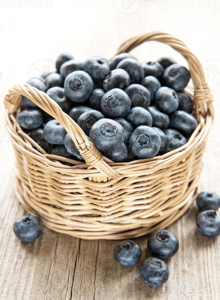 Blueberries on wooden background photo