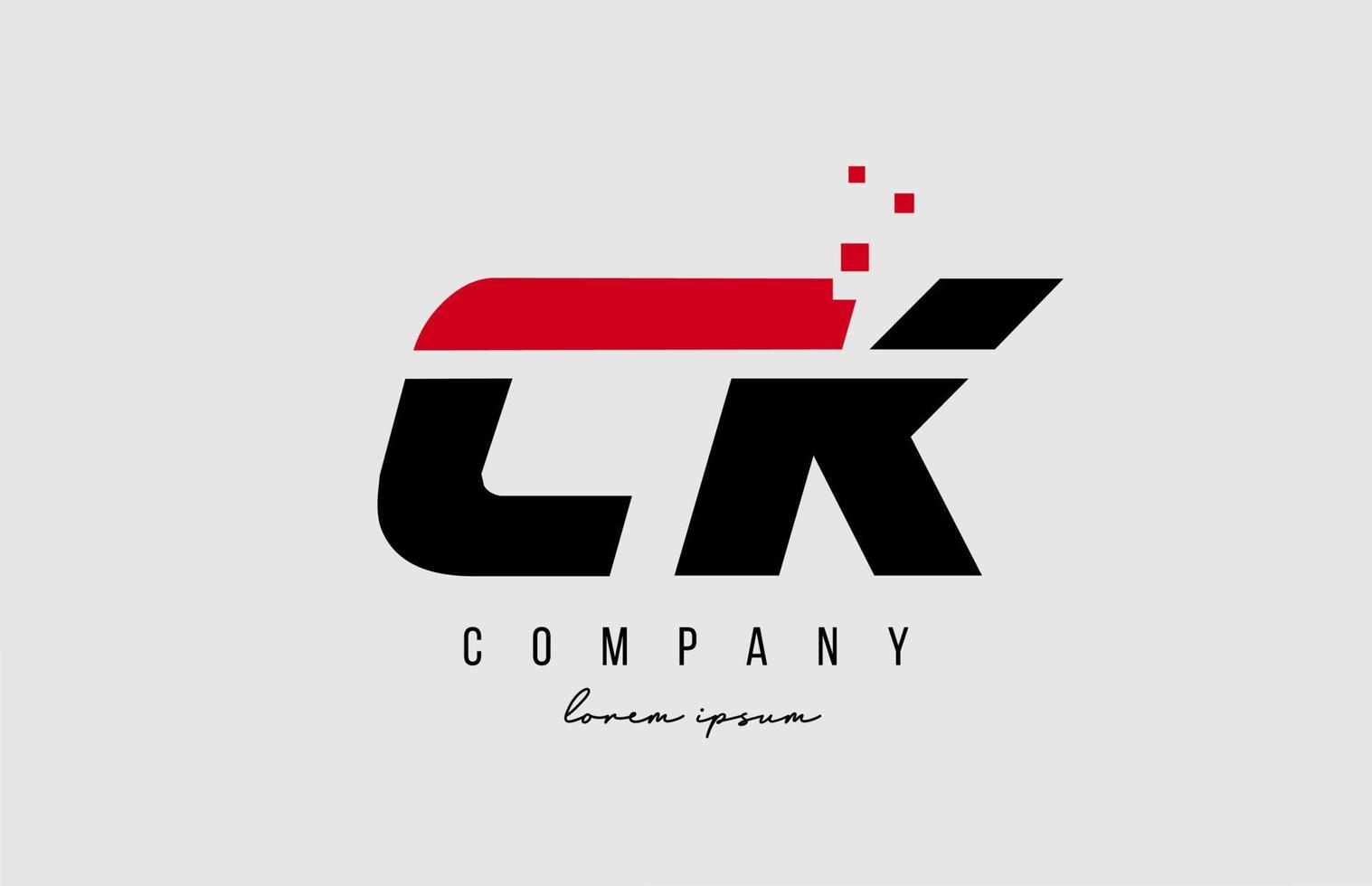 Ck ck combinación de logotipo de letra del alfabeto en color rojo y negro. Diseño de icono creativo para empresa y negocio. vector