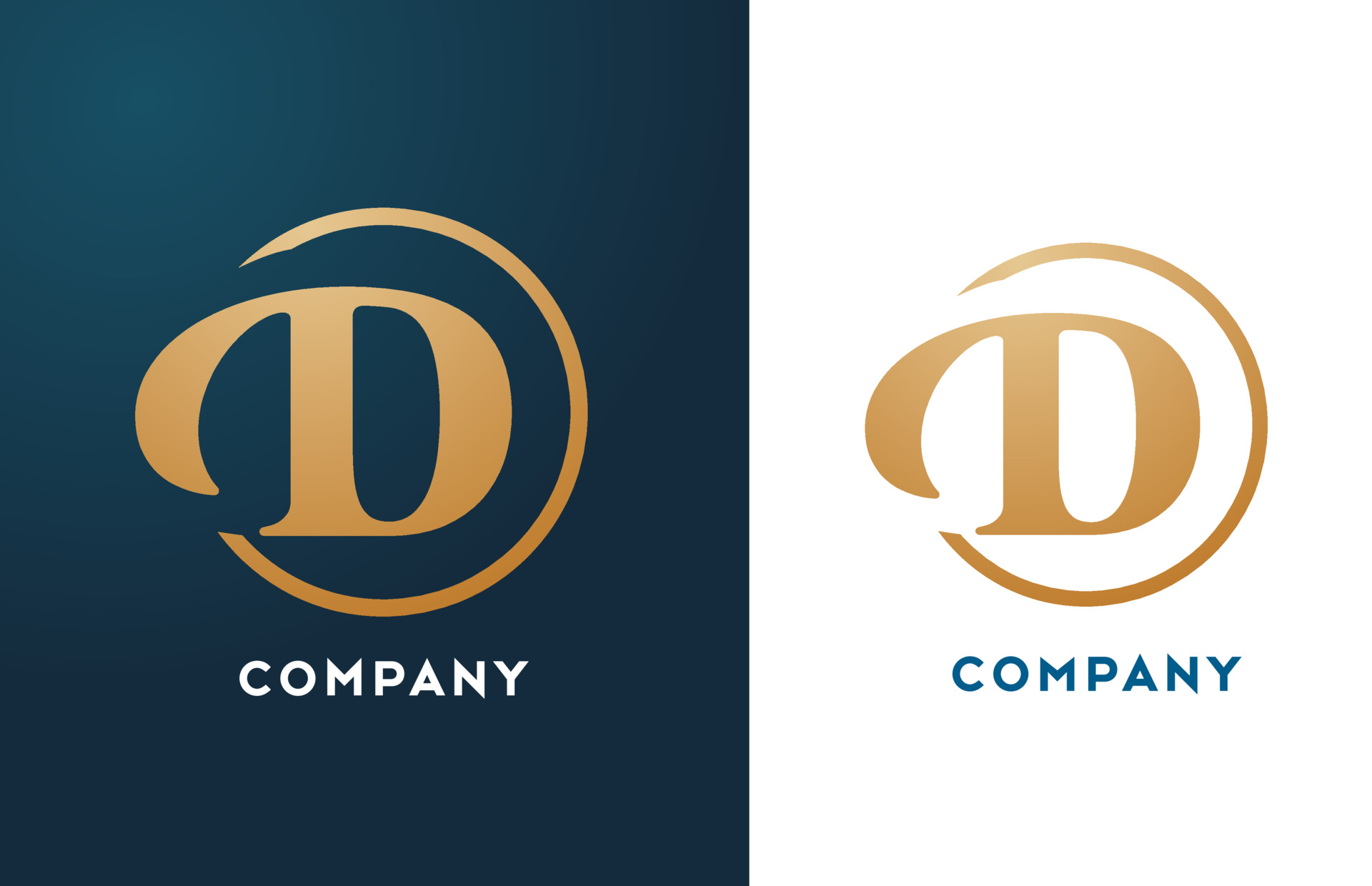 D alphabet letter logo icon in gold and blue color. Simple and creative ...