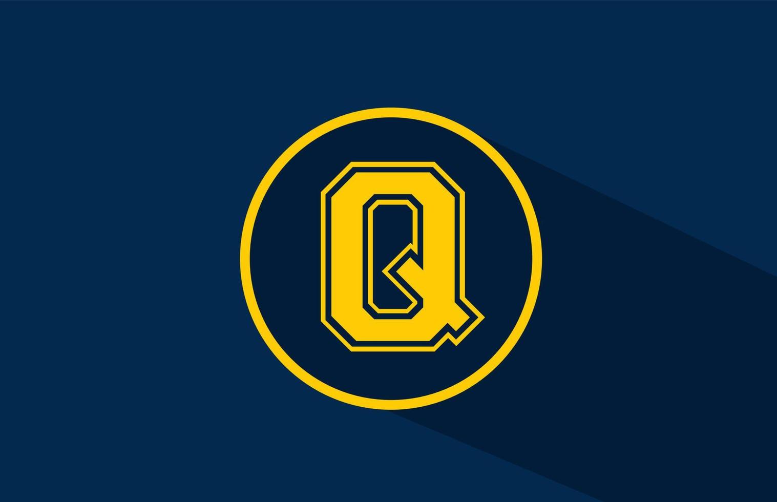 yellow blue Q alphabet letter logo icon with circle. Simple and creative design for business and company vector