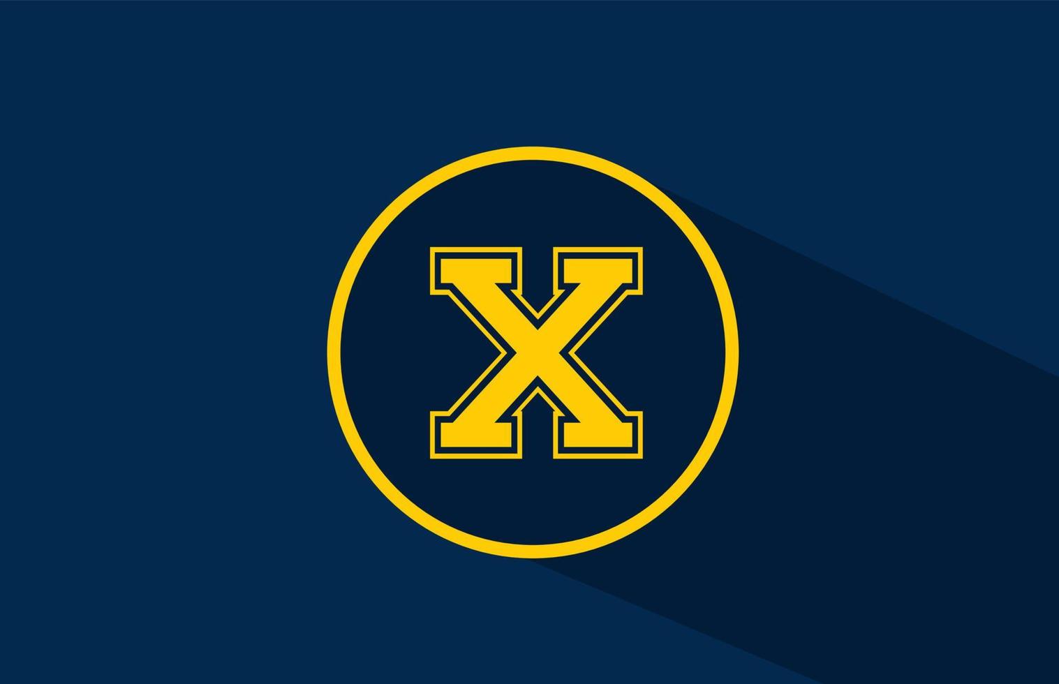 yellow blue X alphabet letter logo icon with circle. Simple and creative design for business and company vector