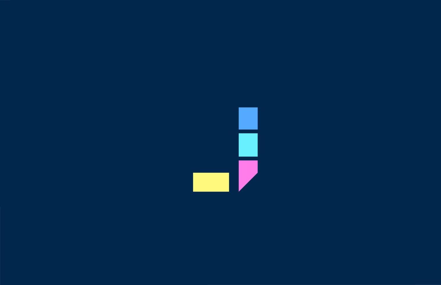 J alfabeto letra logo icono en coloridas líneas geométricas. Diseño de color simple y creativo para negocios y empresa. vector