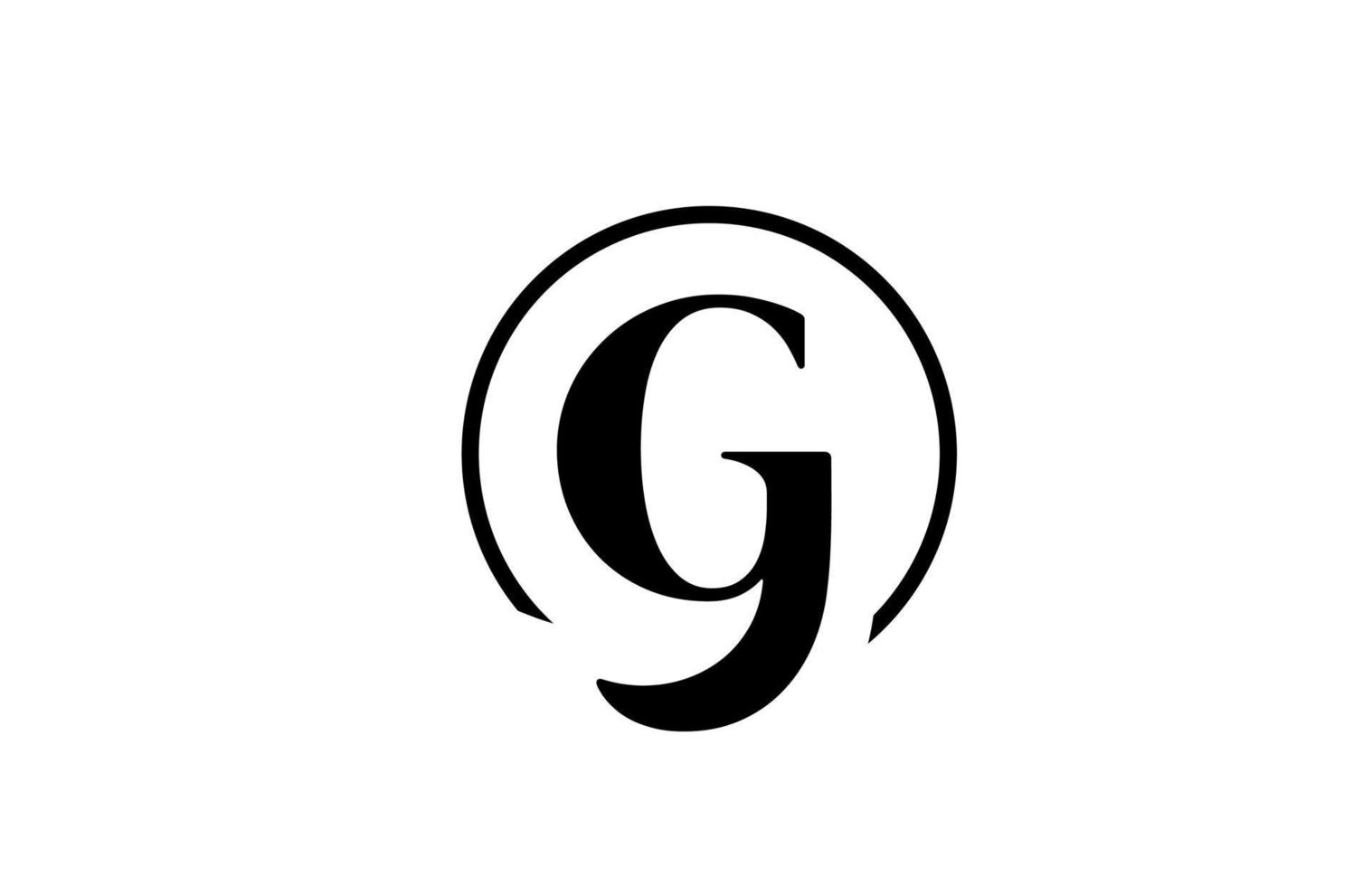 G icono de logotipo de letra del alfabeto en color blanco y negro simple. Diseño de círculo elegante y creativo para negocios y empresa. vector