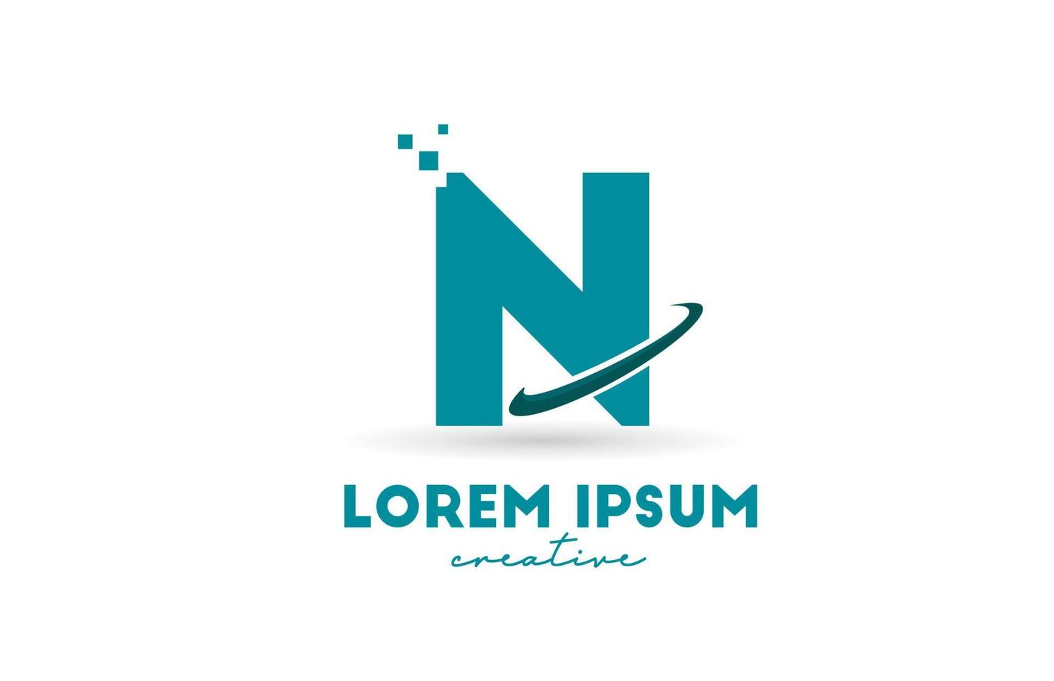 N alphabet letter logo icon in green color. Creative design with swoosh for business and company vector
