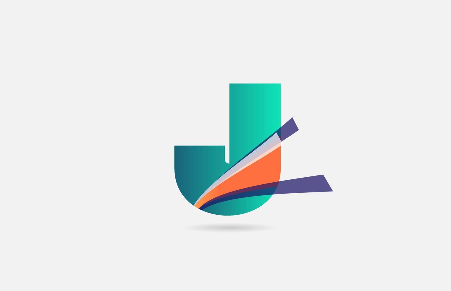 J alphabet letter logo icon template. Creative line design for business and company in green orange colour vector