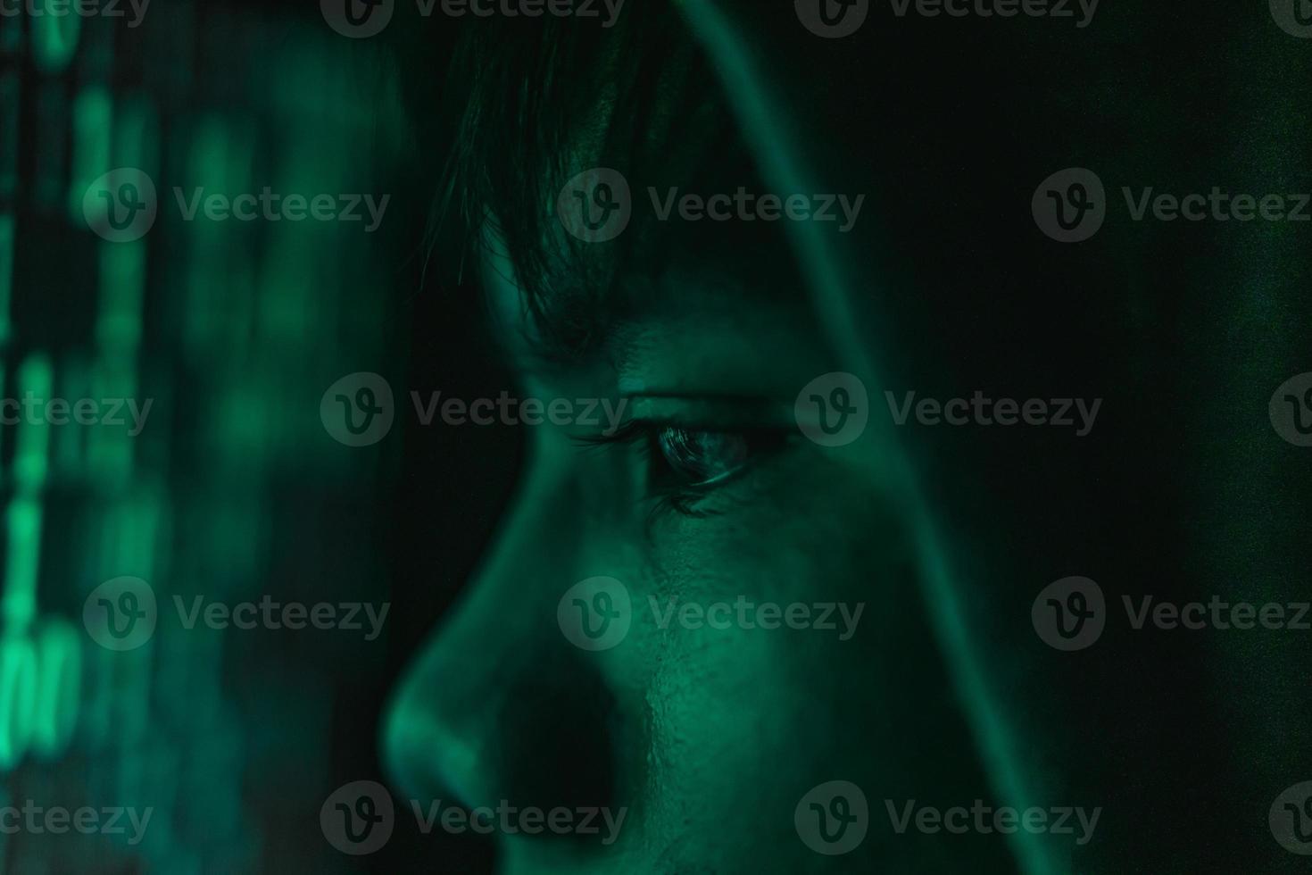 Hacker programmer using computer photo