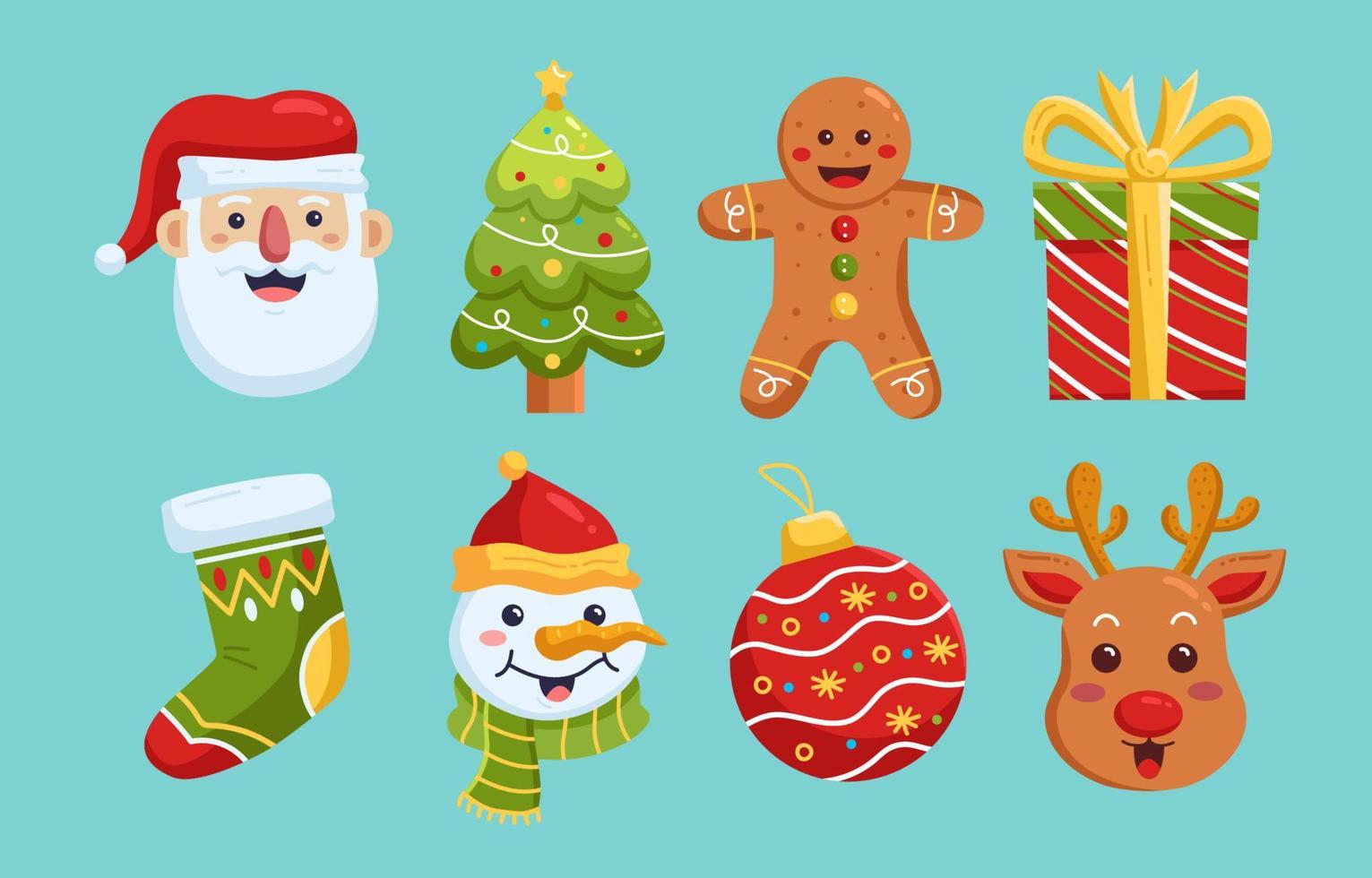 Cute Christmas Item Icon Set vector