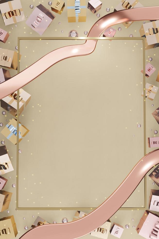 vertical frame new year and christmas background gift box balloons and ribbon photo