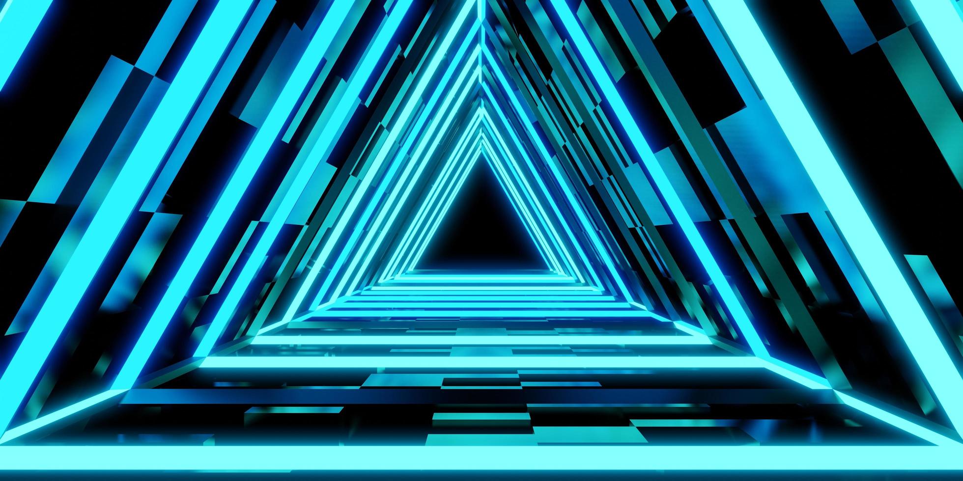 laser tunnel technology Triangular corridor door of neon light photo