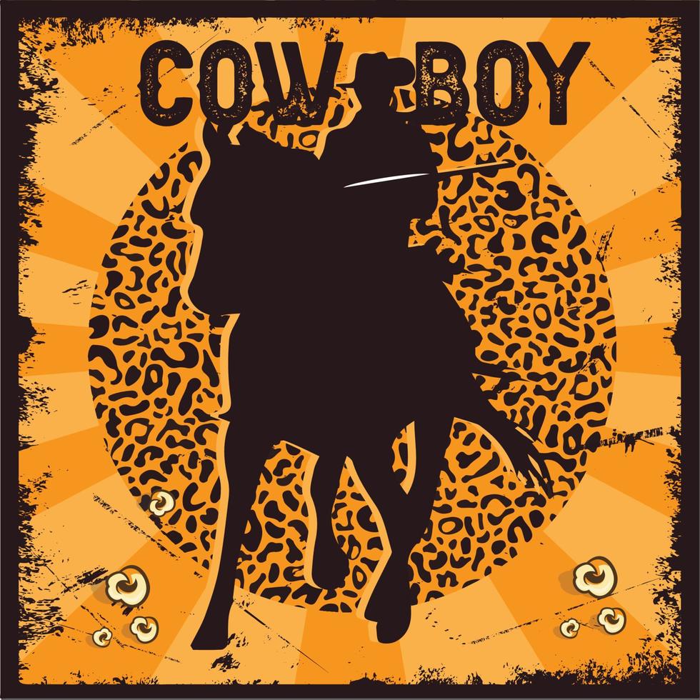 cow boy with awesome background vector
