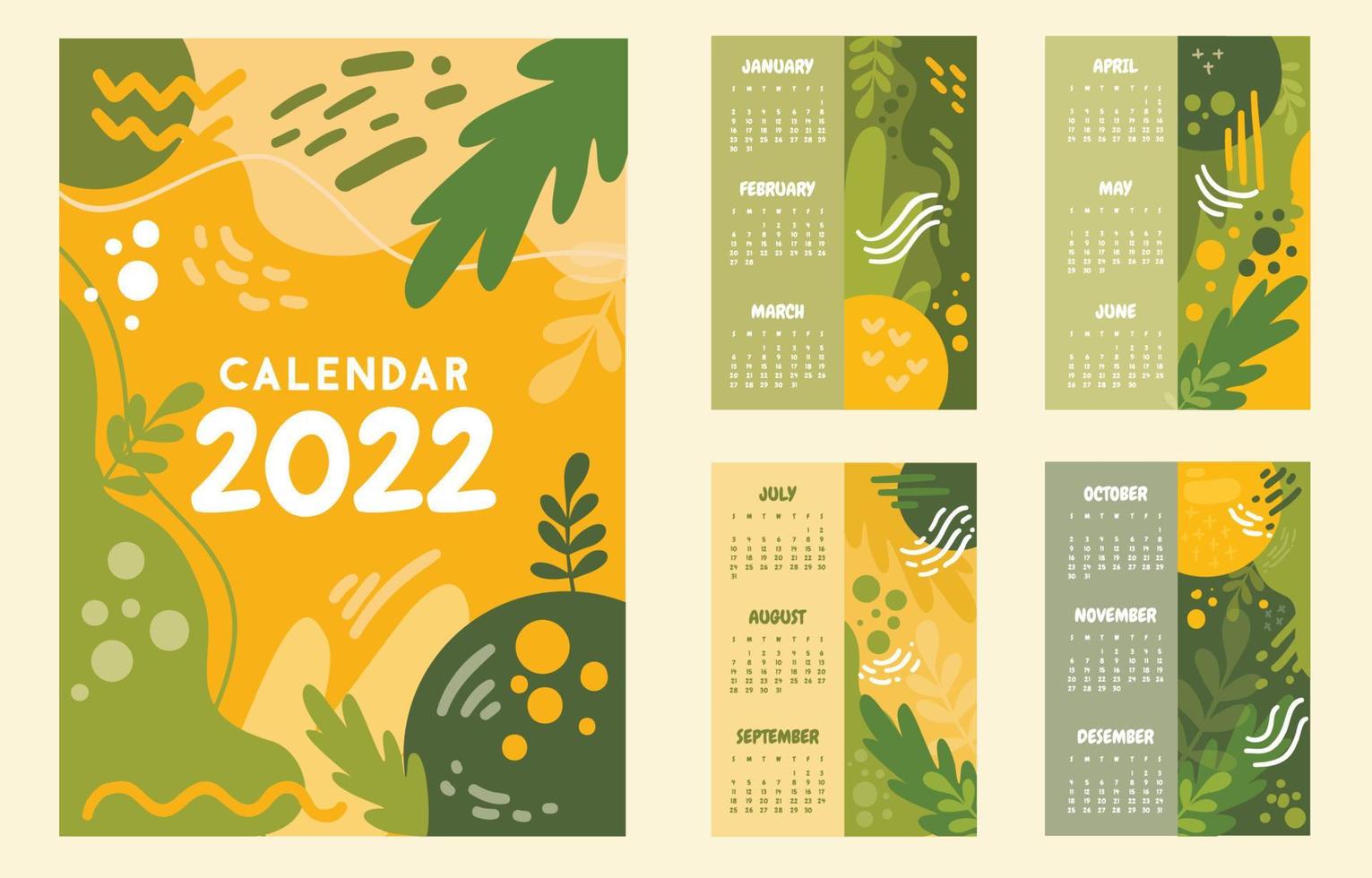 Floral Calendar 2022 Template vector