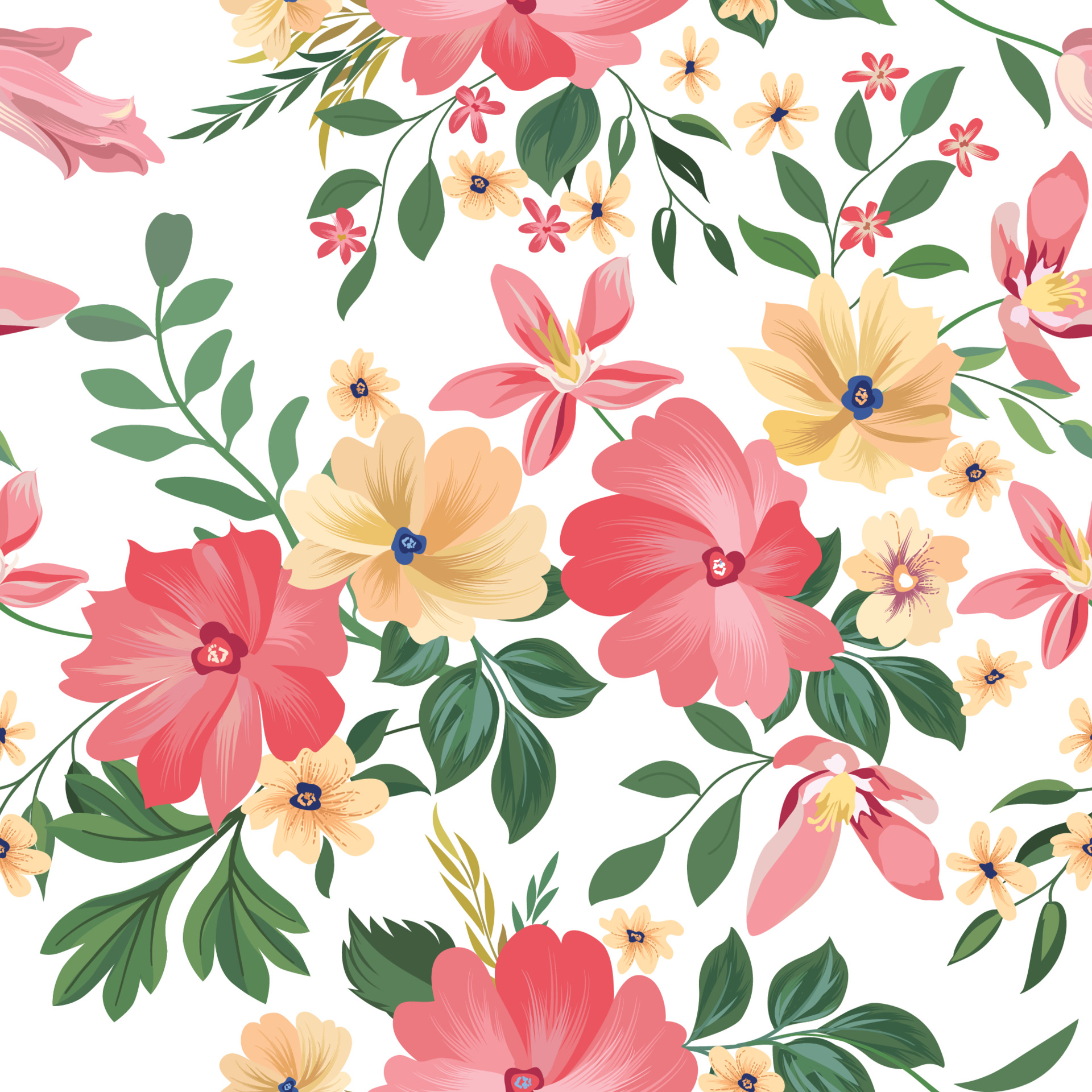 Floral seamless pattern. Flower background. Floral seamless texture with  flowers. Flourish tiled wallpaper 3670129 Vector Art at Vecteezy