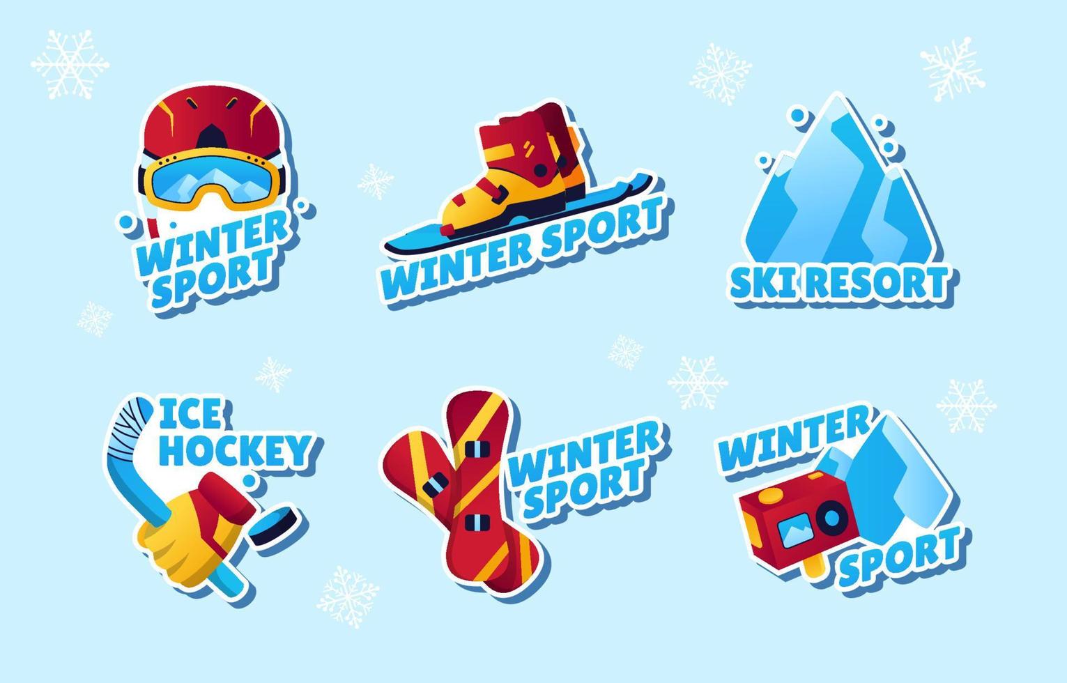 colección de pegatinas de deportes de invierno vector