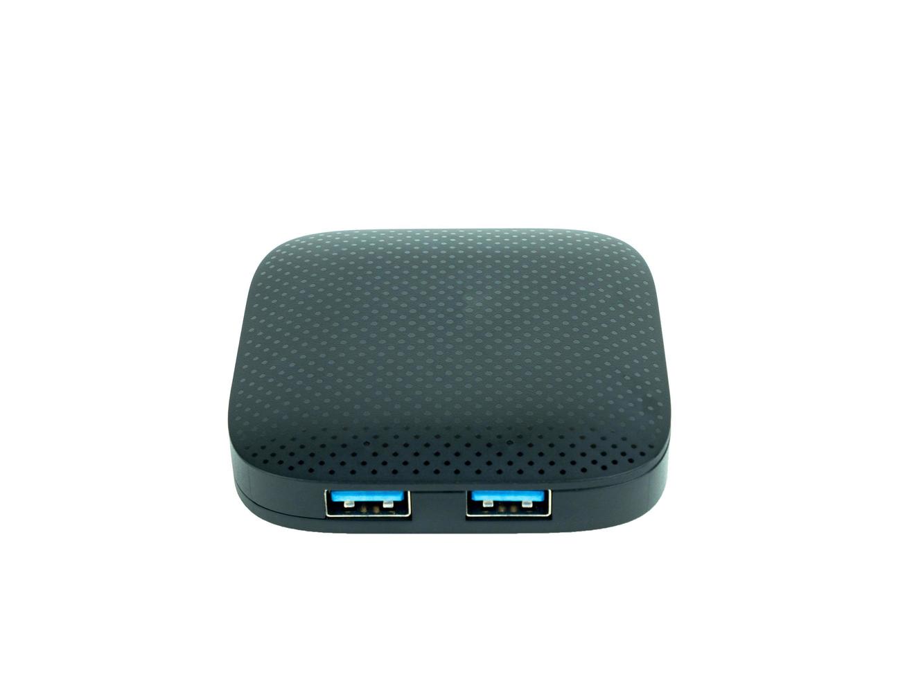 Black USB HUB isolated on white background, Clipping path photo