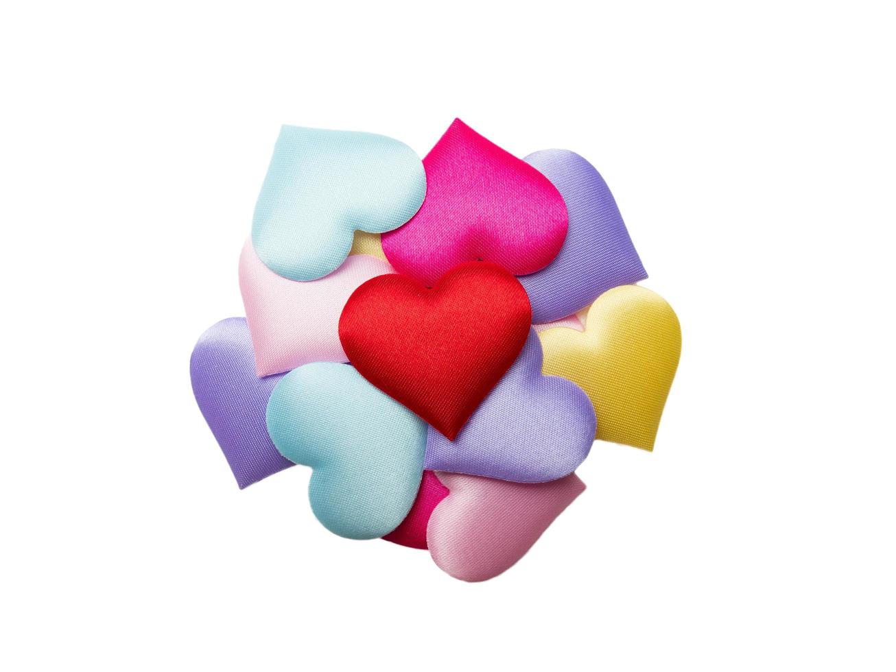 Colorful mini hearts isolated on white background, Valentine decorations, Various hearts, Clipping path photo