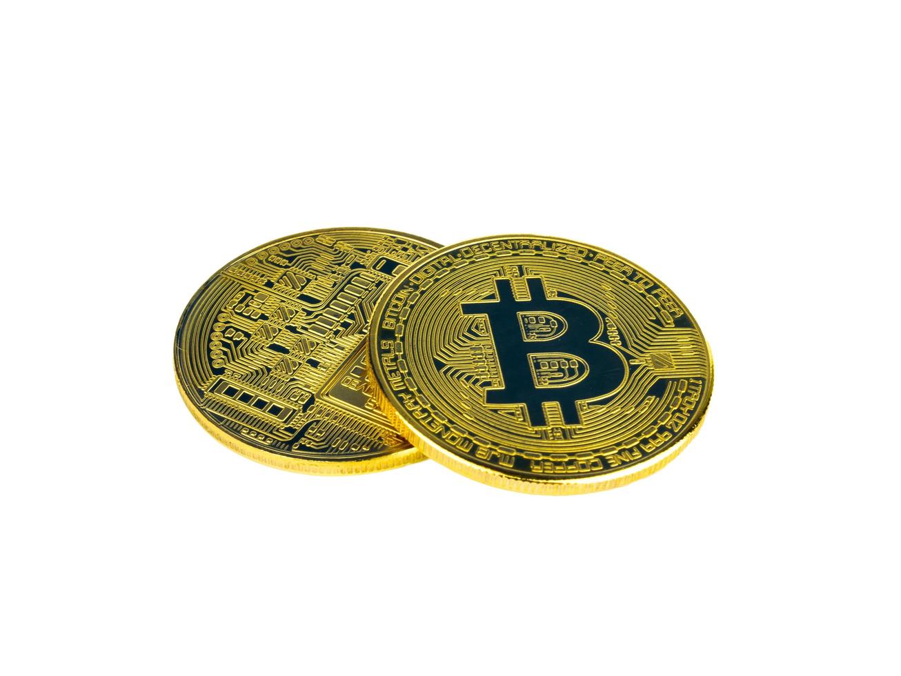 Bitcoin Cryptocurrency Digital isolated on white background with Clipping path, BTC Currency Technology Business Internet Concept photo