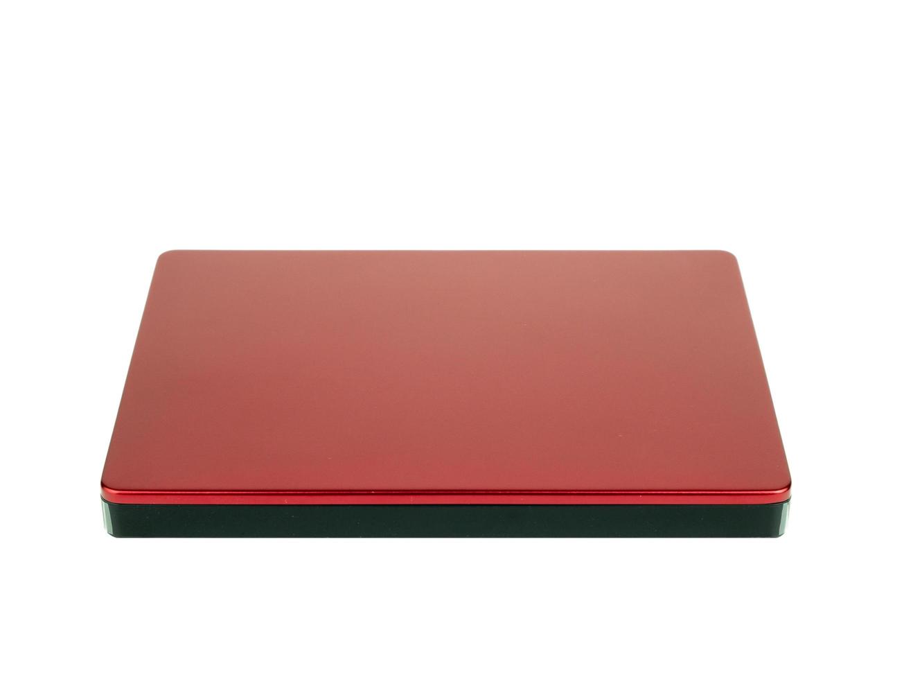 External hard drive for backup, Red files storage isolated on white background, Clipping path photo