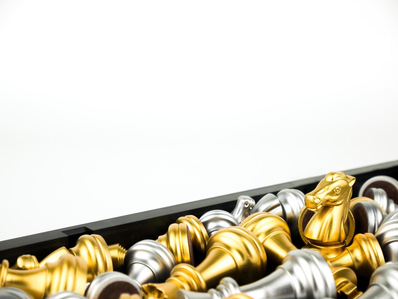 Gold and Silver King and Knight of chess piece background photo