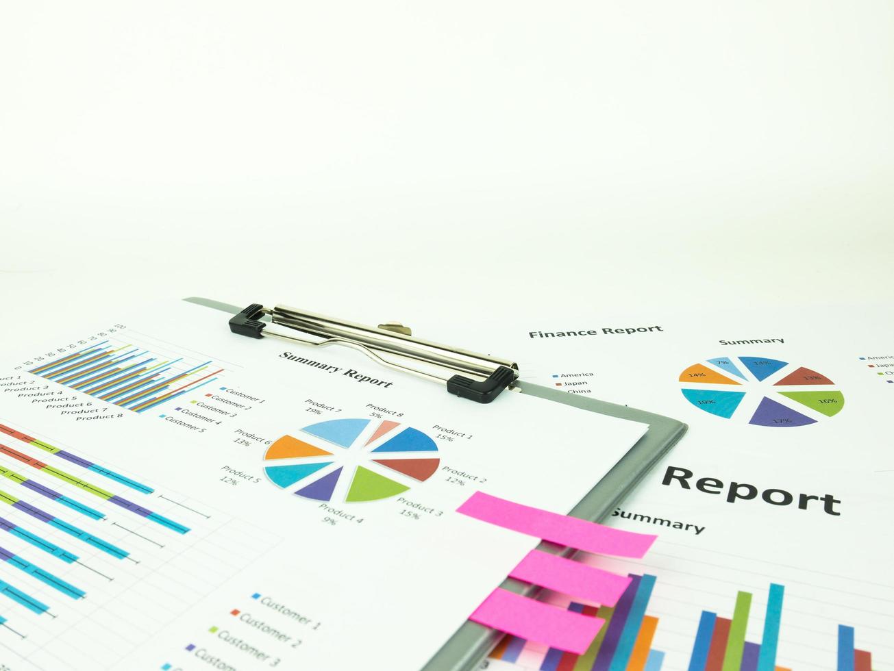 Marketing report chart and Financial graph analysis photo
