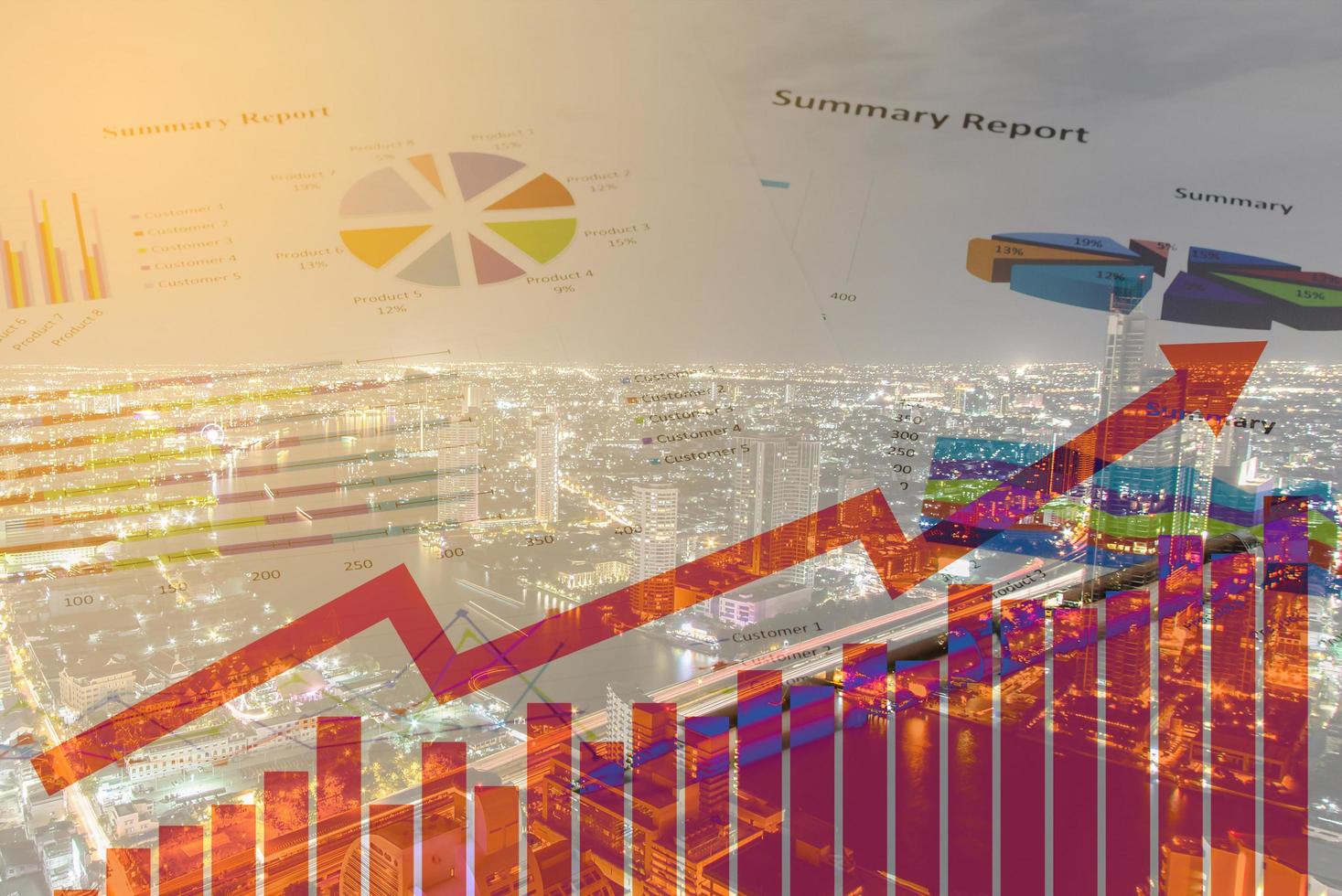 Double exposure of Calculations, savings, finances and economy concept photo