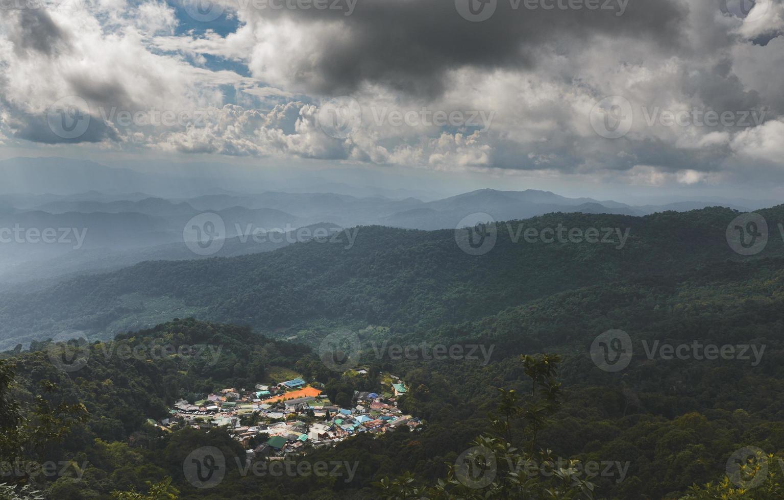 Tribal village town on the top of mountain. photo