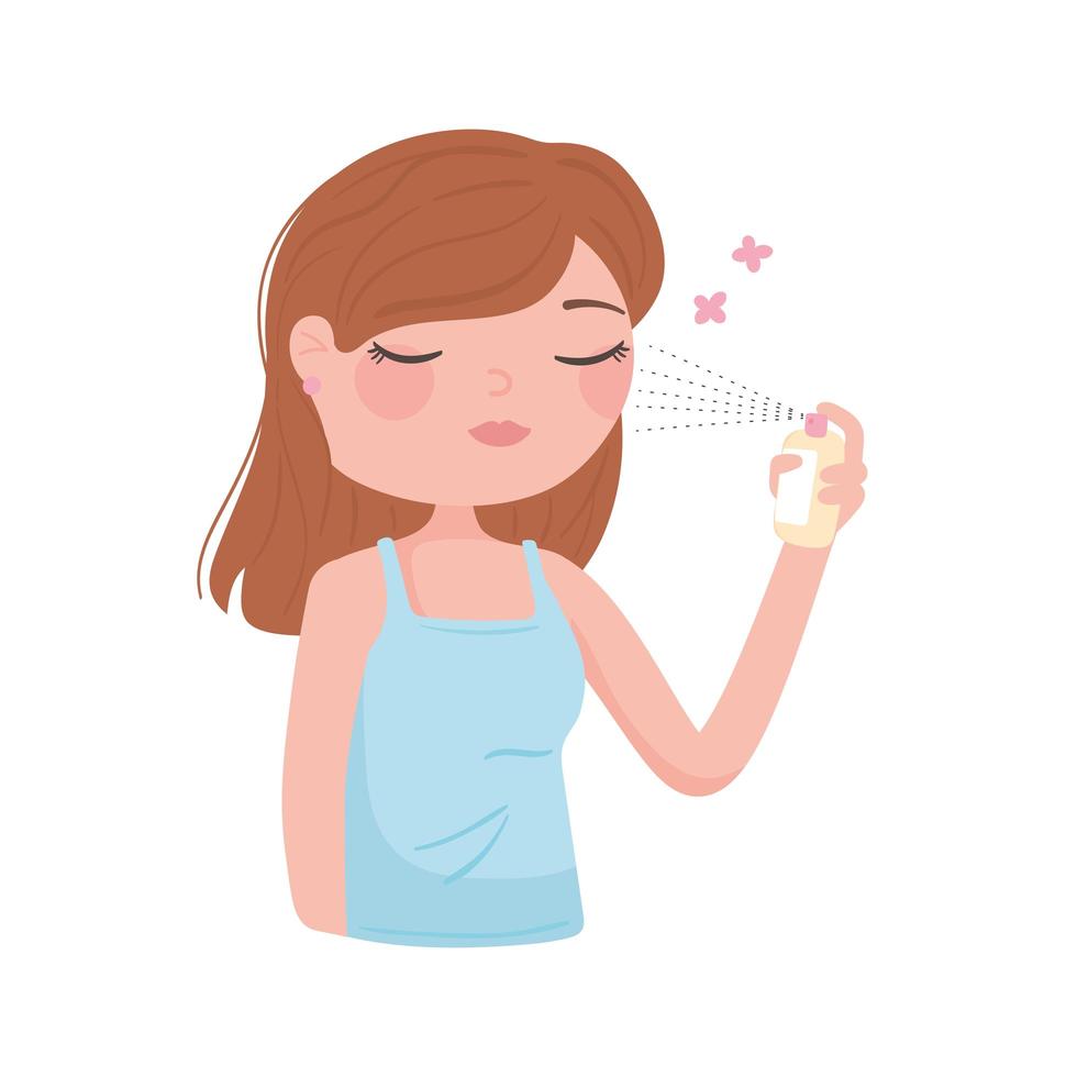 girl apply fragrance vector
