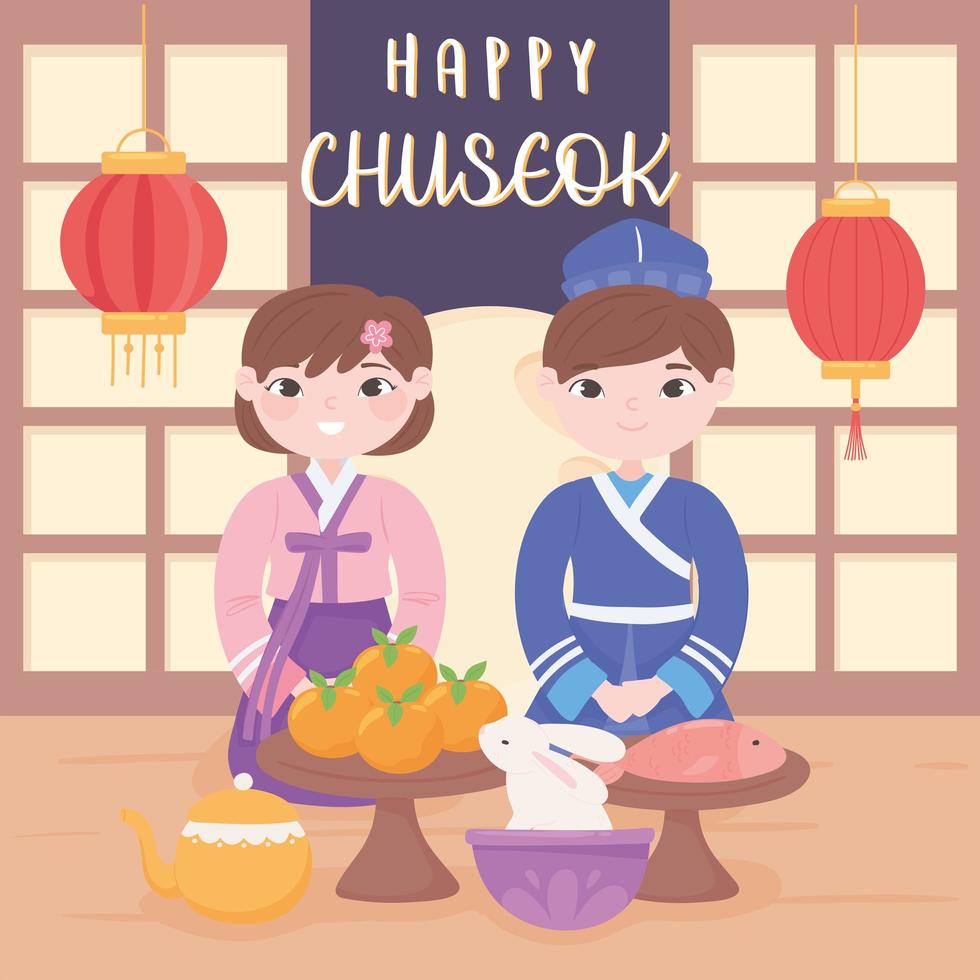 happy chuseok celebration vector