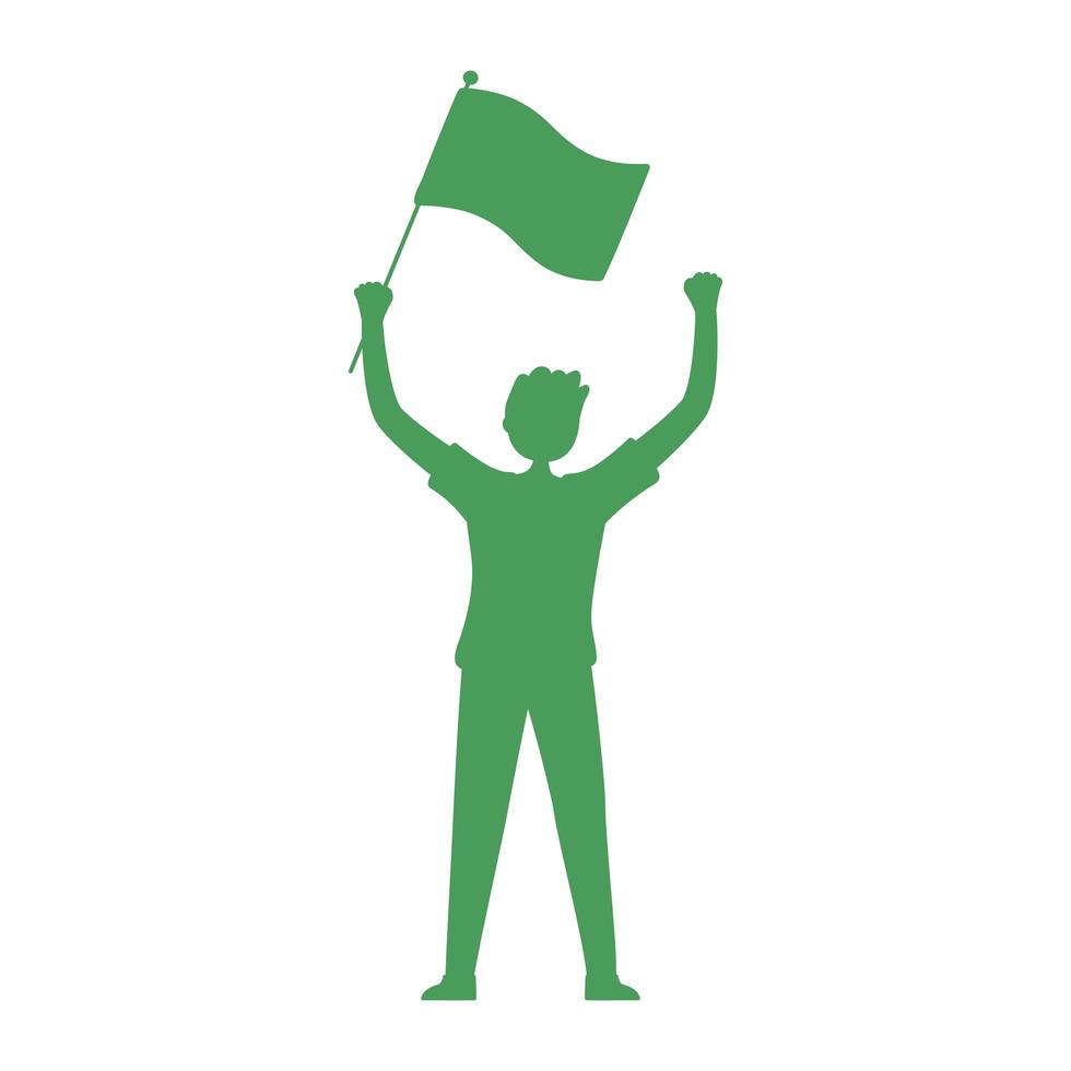 person raised hands with flag vector