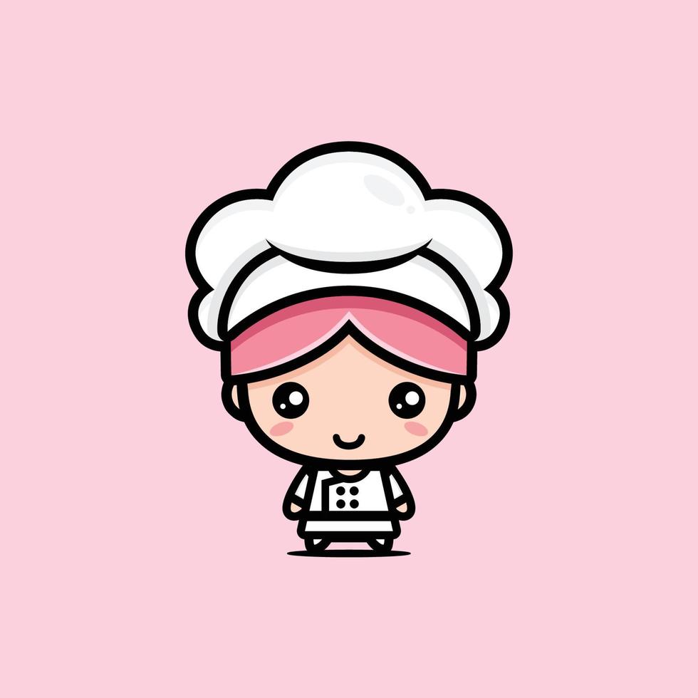 cute girl chef character design vector