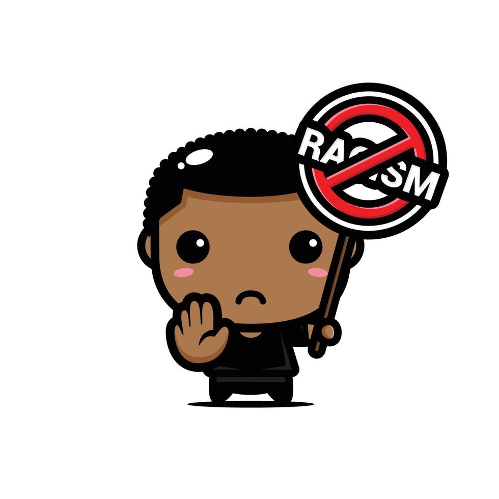 vector design of a boy with a stop racism symbol