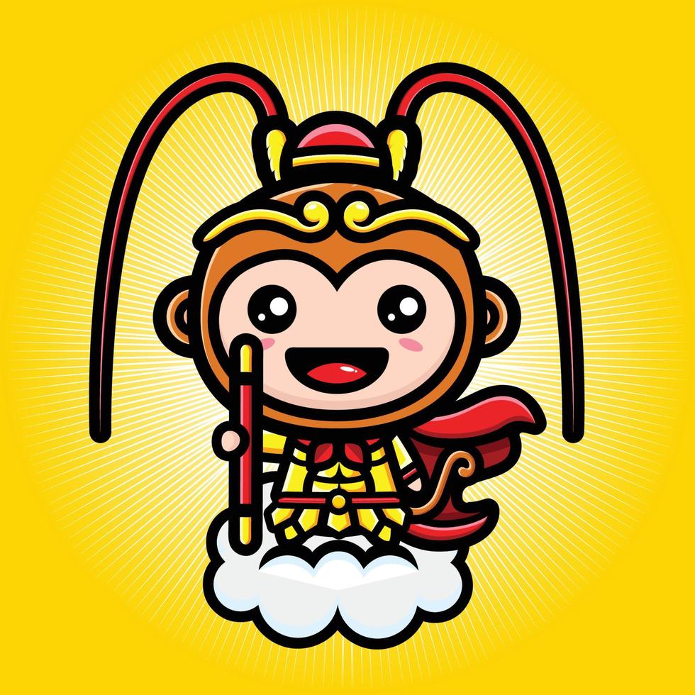 cute sun wukong cartoon vector design