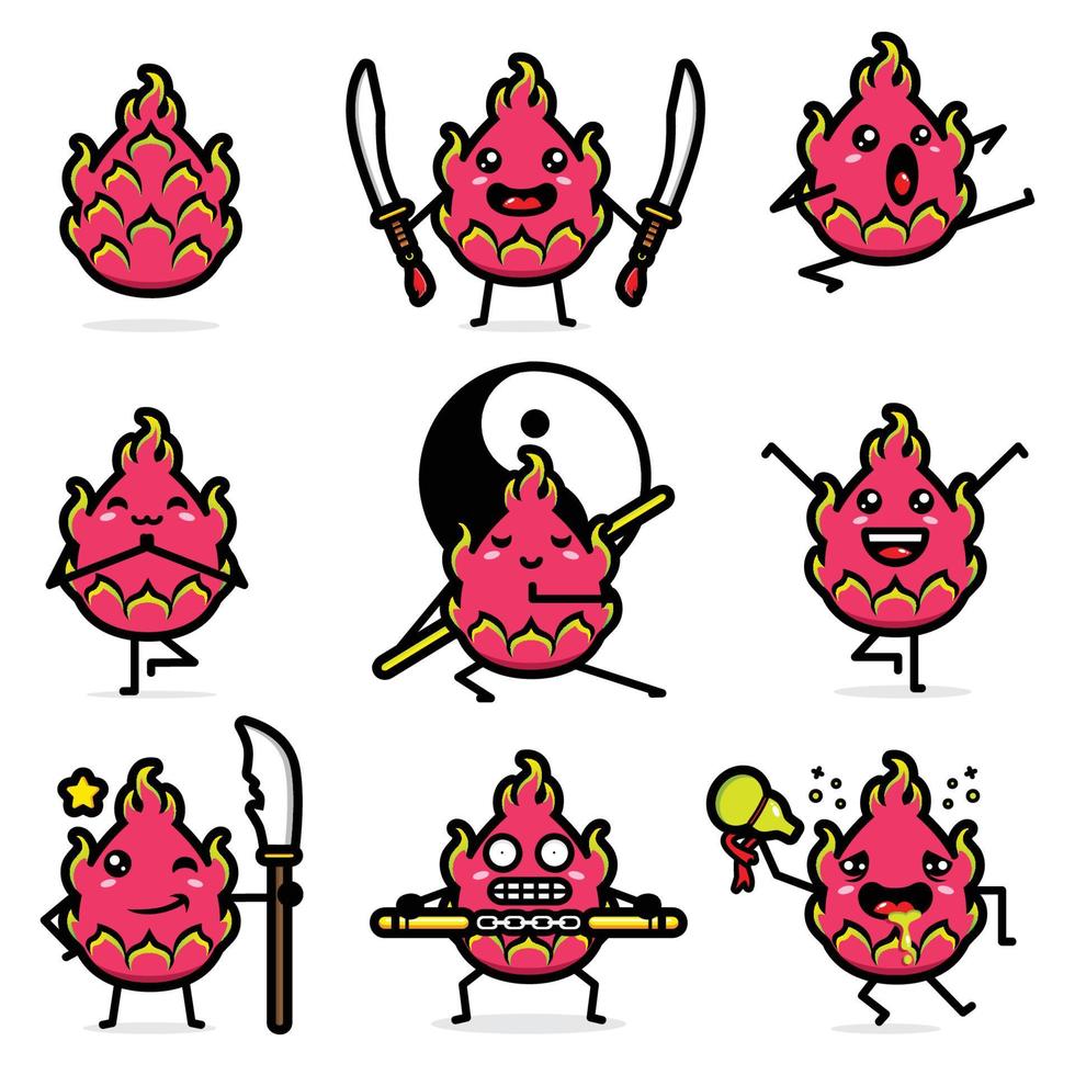 set of dragon fruit vector designs