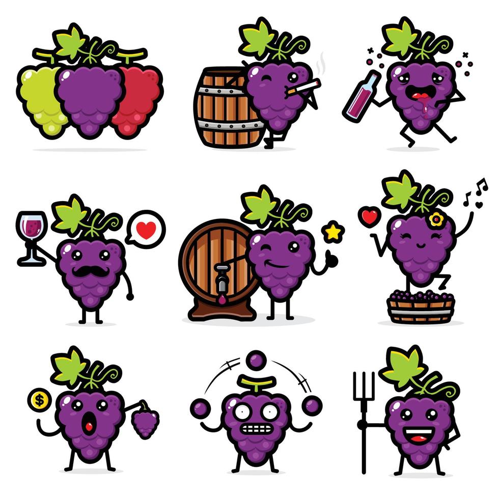 set of grapes vector design