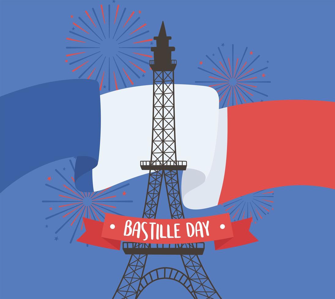 día de la bastilla torre eiffel vector