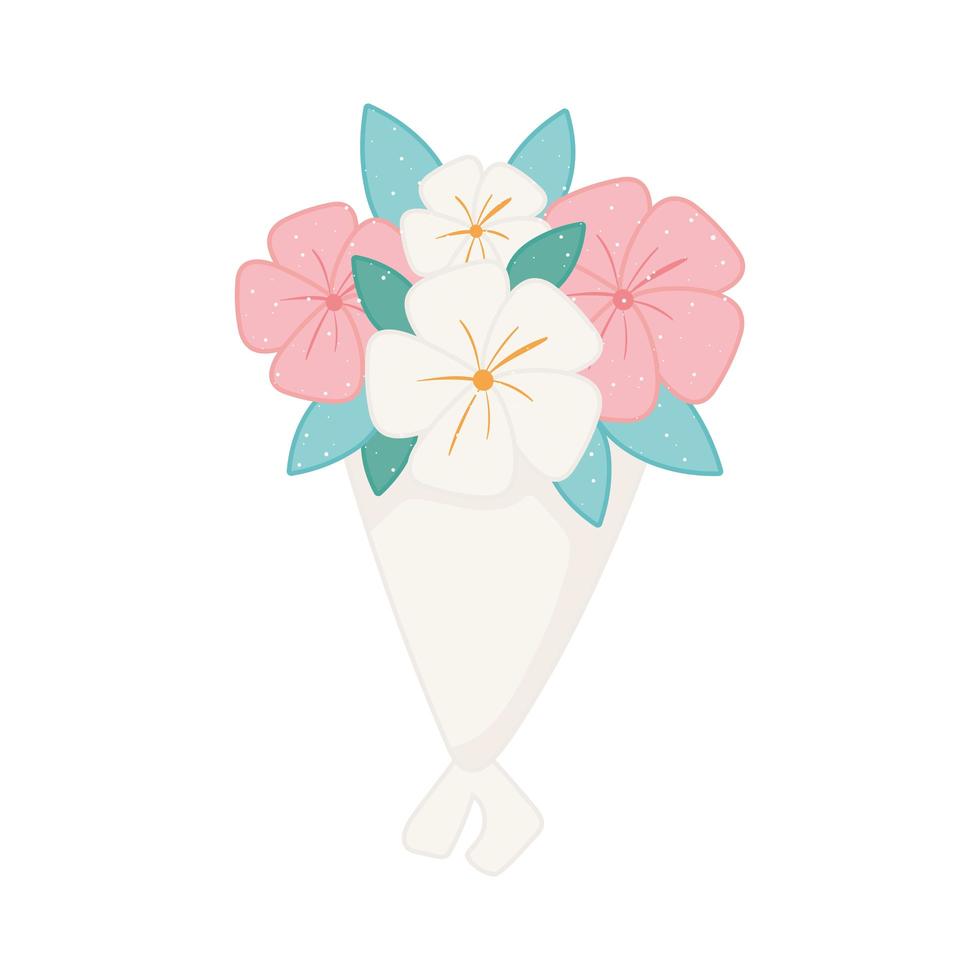 bouquet flowers in paper vector