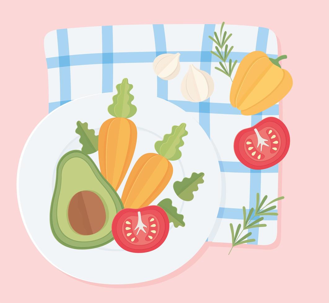 vegetable on dish vector