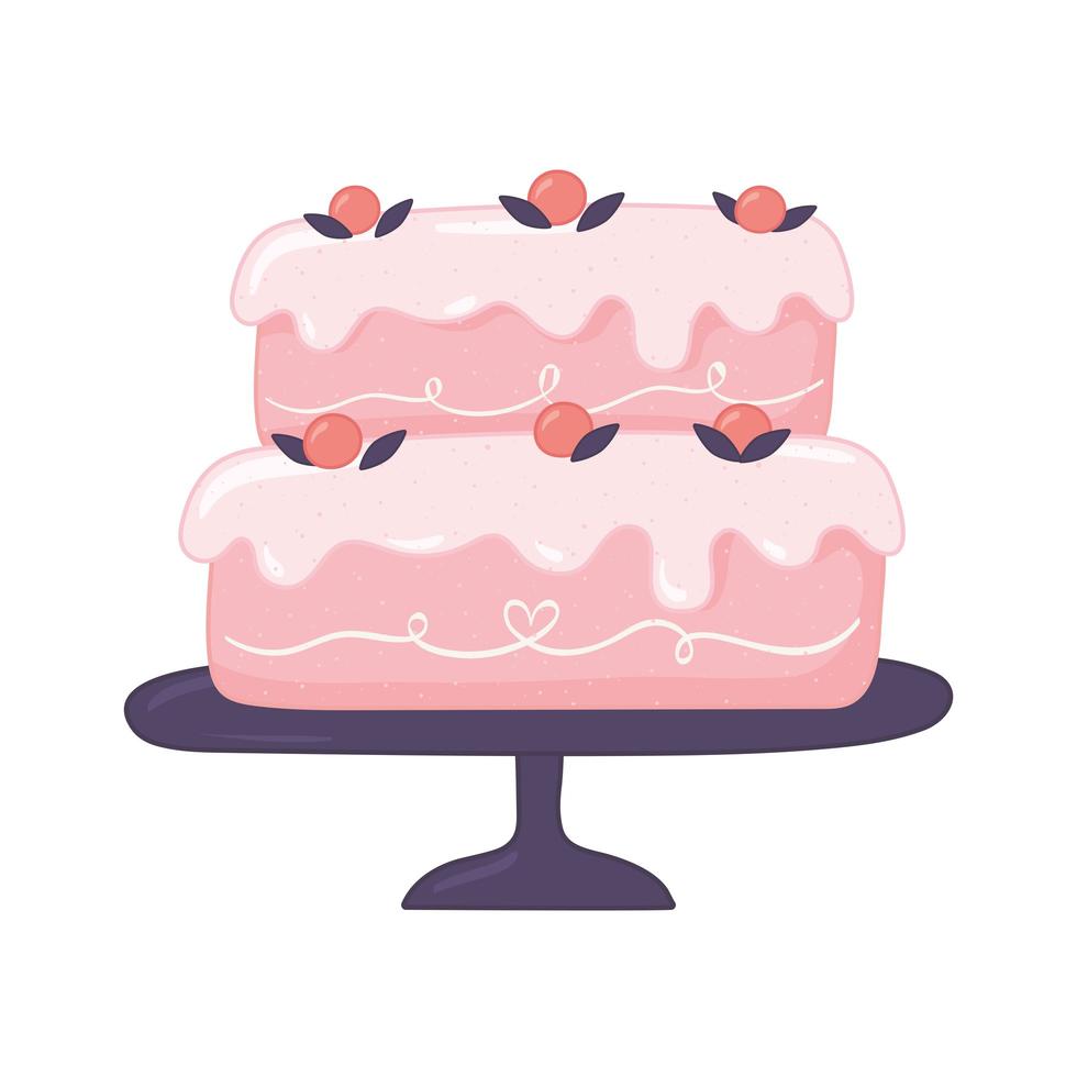 sweet cake with fruits vector