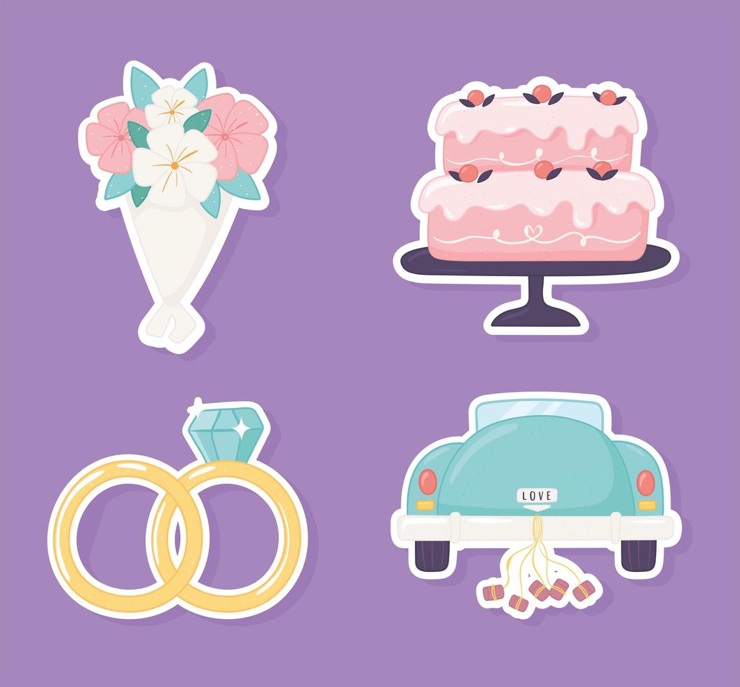 wedding icon set vector