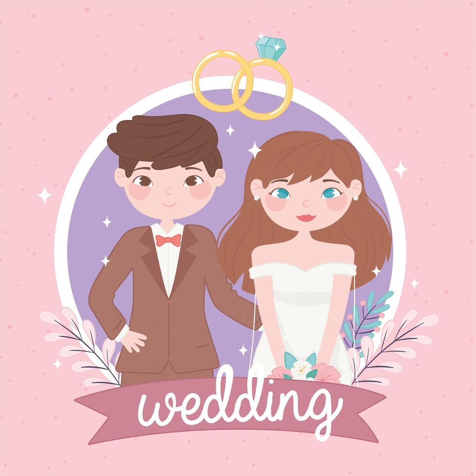 boda linda pareja vector