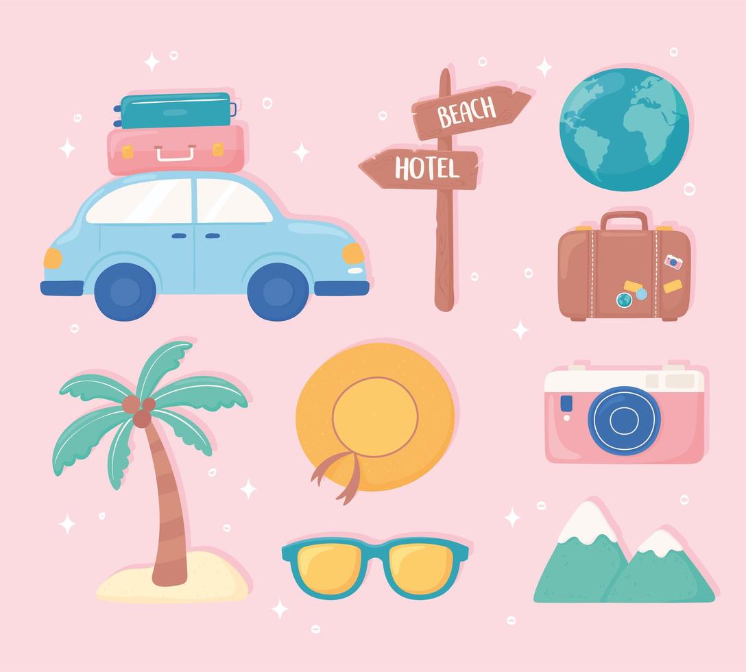 set of travel cartoon vector