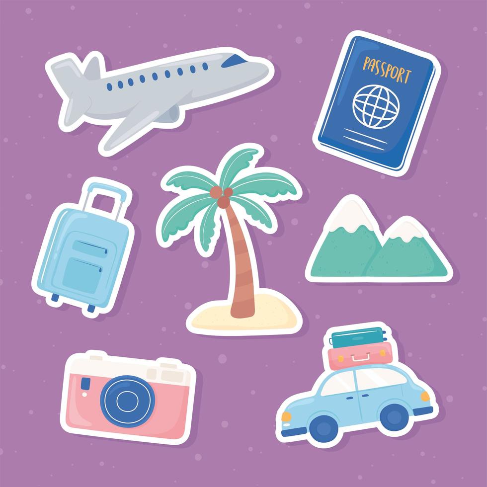 travel stickers set vector