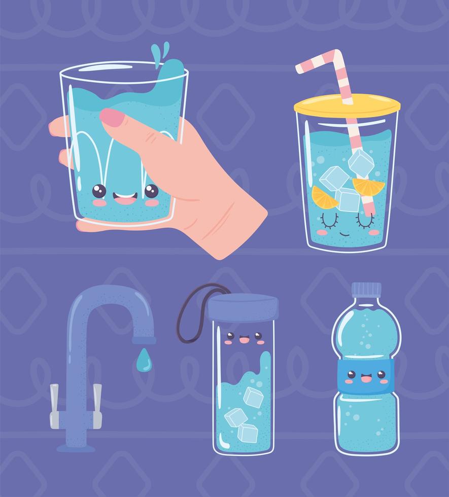 water cartoon set vector