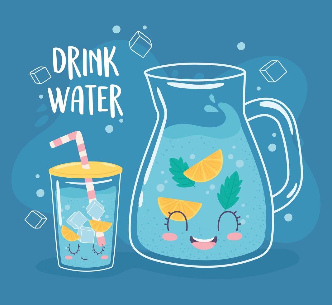 beber agua jarra de vidrio vector