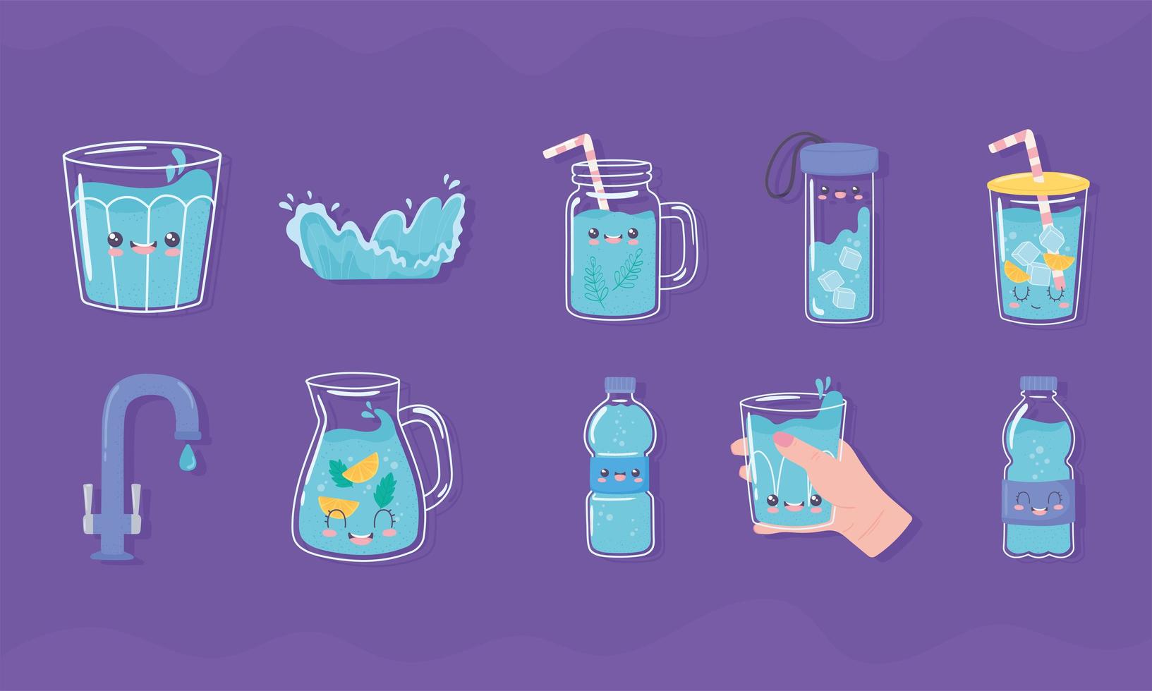 drink water icons vector