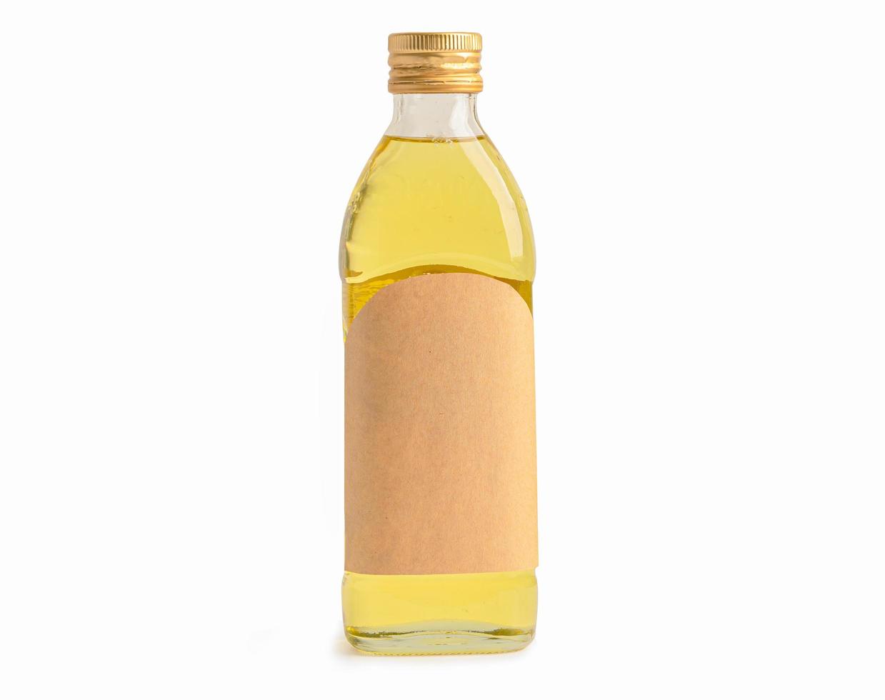 Botella vegetal de aceite de oliva para cocinar aislado sobre fondo blanco con trazado de recorte. foto
