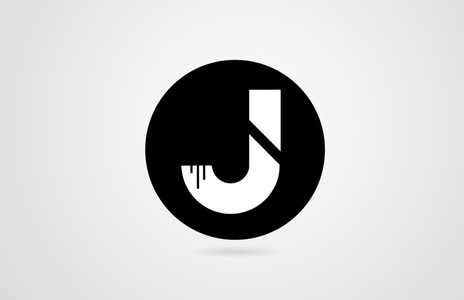 J white alphabet letter black circle company business logo icon design corporate vector